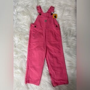 Carhartt Hot Pink Girls' Overalls with Logo Patch